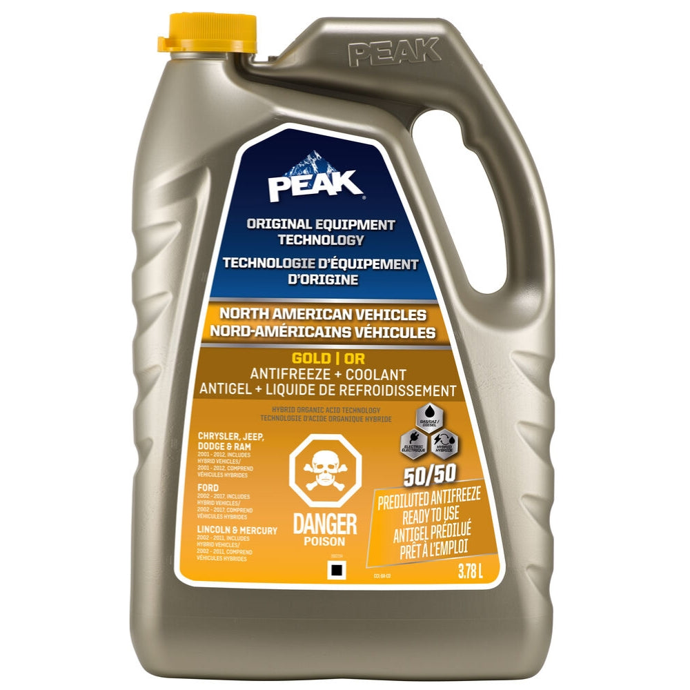 PEAK ORIGINAL EQUIPMENT TECHNOLOGY™ Antifreeze + Coolant 50/50 Prediluted for North American Vehicles - GOLD
